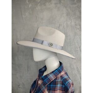 Dallas Hats Pinch Front FGR Gray 100%‎ Wool Wide Brim Fedora Hat Large USA Made